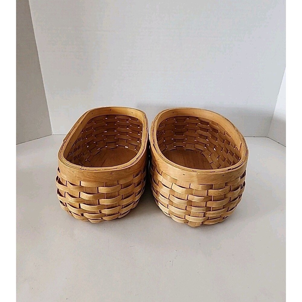 2 Longaberger Style Appreciation Woven Wood Basket For Fruit Vegetables Decor - Picture 3 of 11
